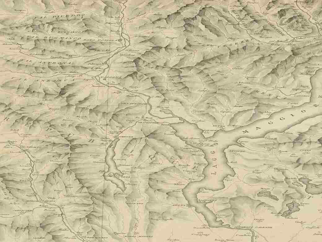 Photo of a map with elevation lines.